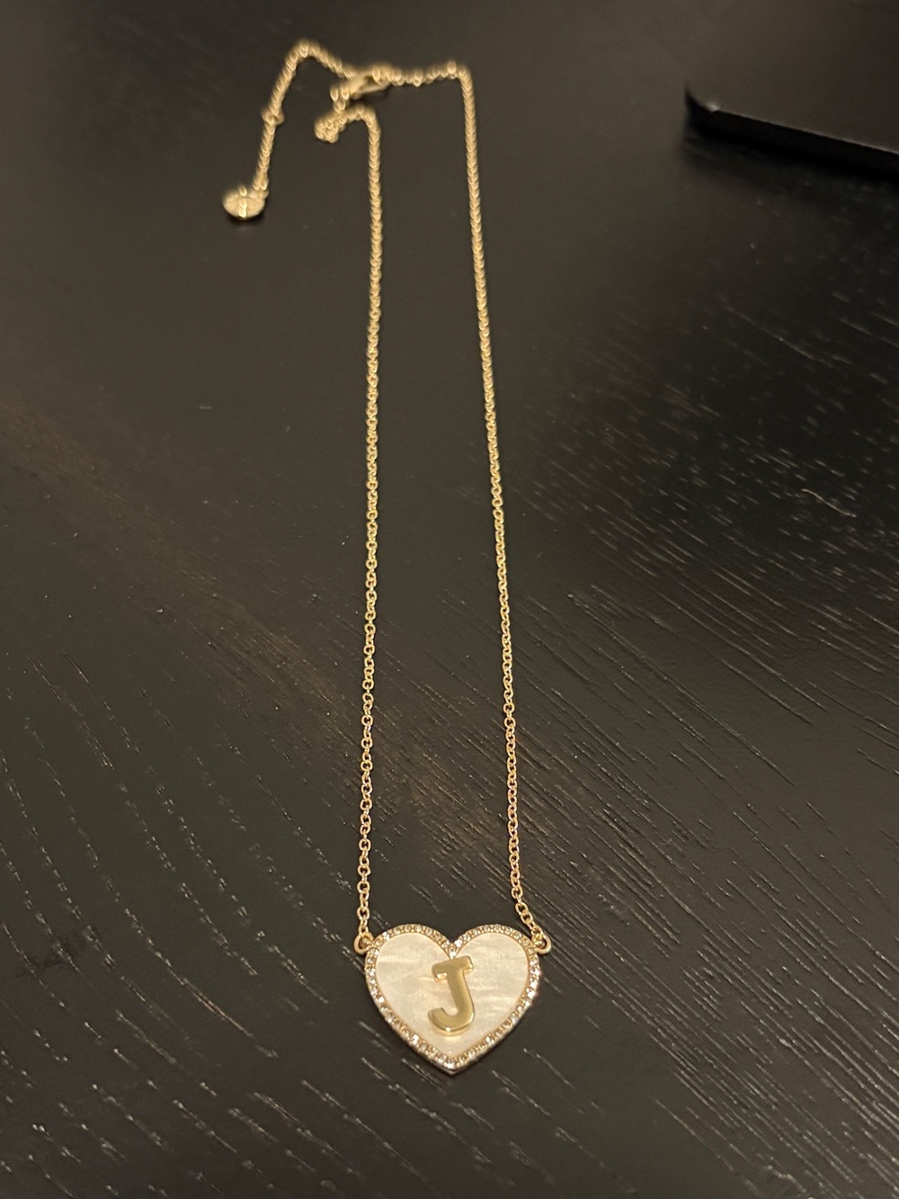 BaubleBar Gold Initial J Heart Necklace with Mother-of-Pearl